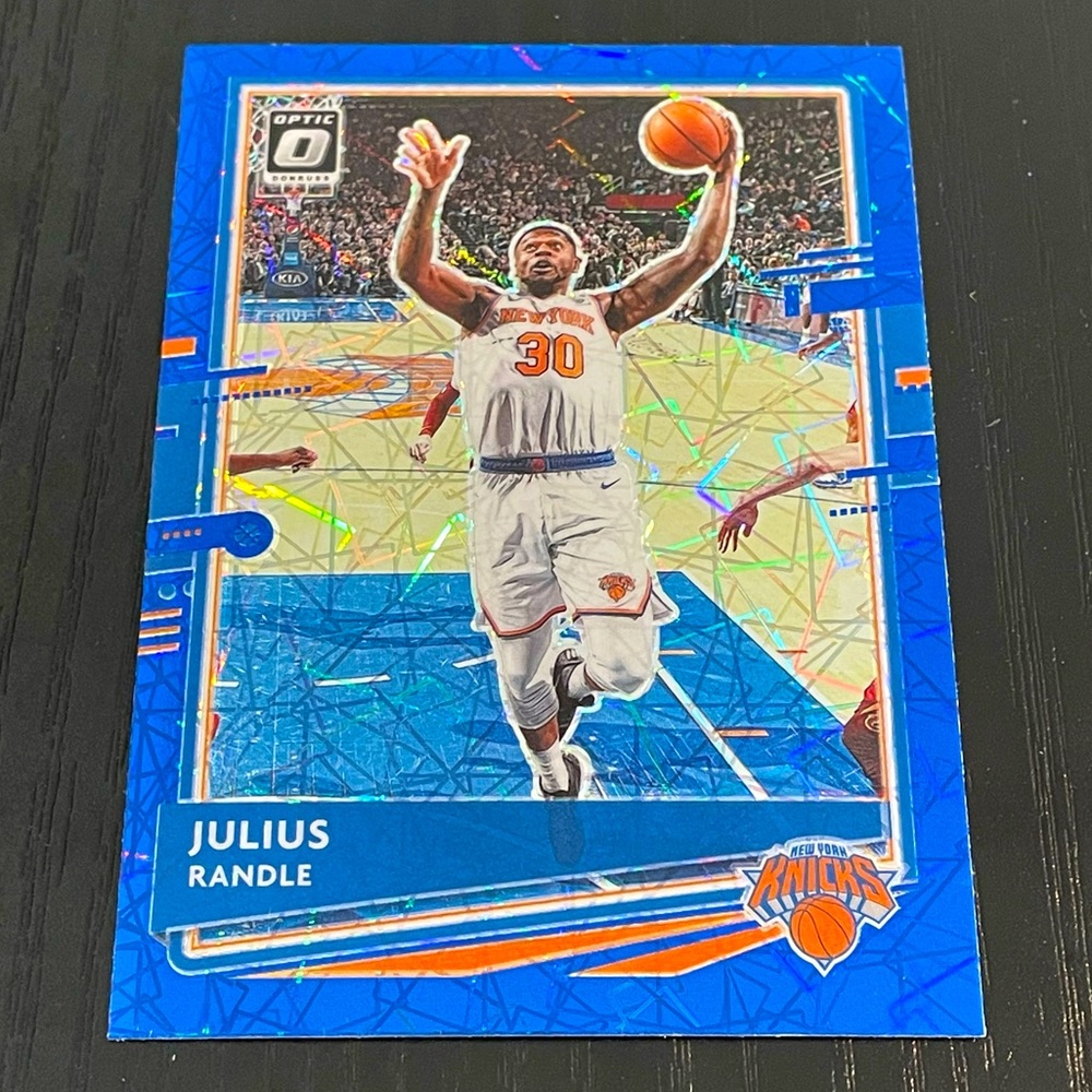 2020-21 JULIUS RANDLE BLUE VELOCITY Donruss Optic Prizm Basketball Card #89